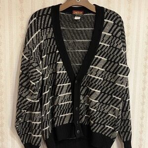 Black and Gray Men's Cardigan Sweater